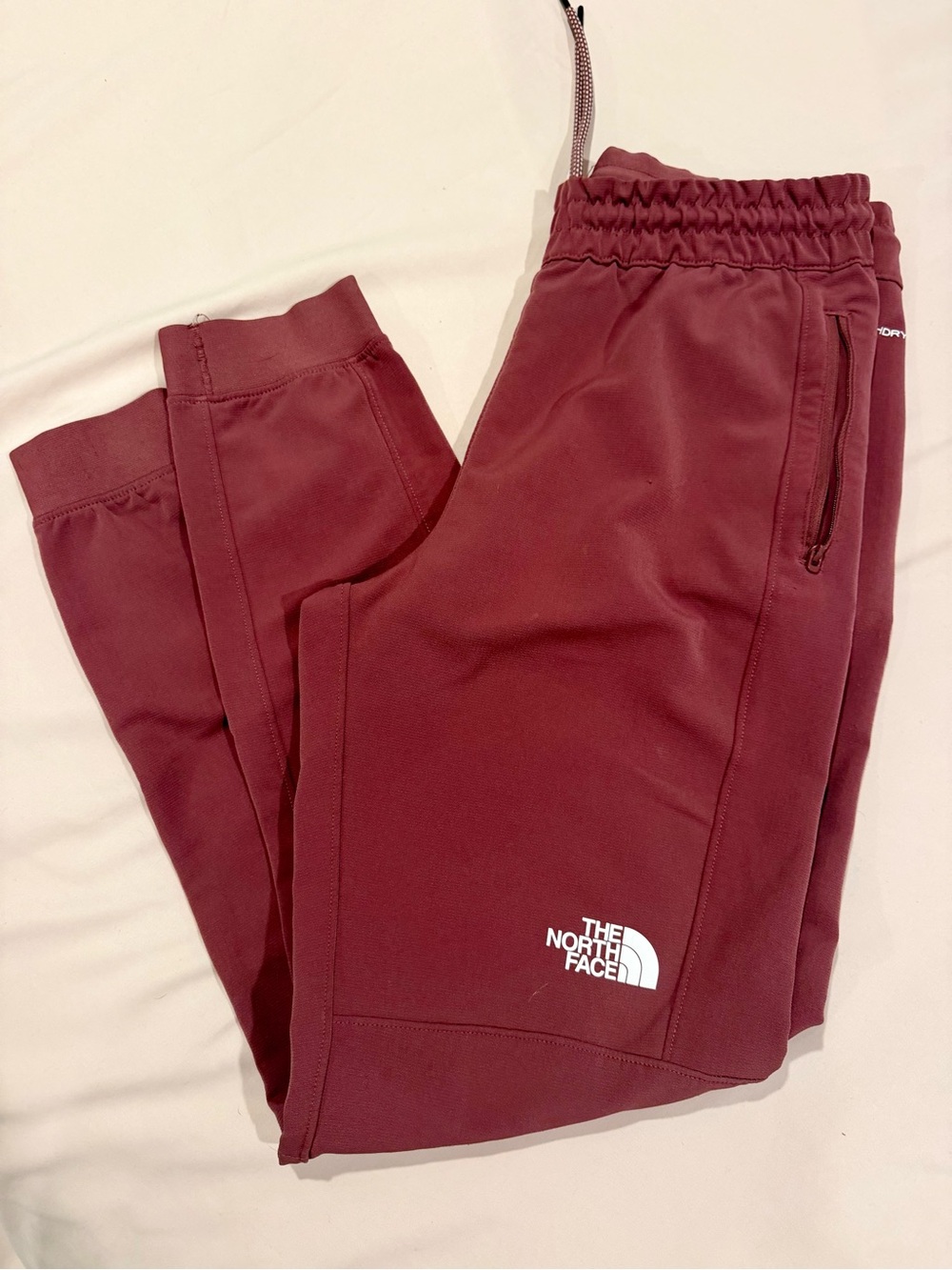 The North Face Maroon Track Joggers with White Logo